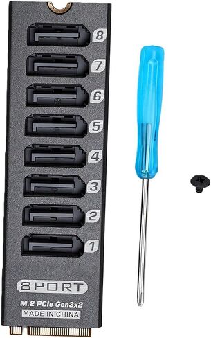 M.2 to SATA 3.0 Adapter, 8 Ports, 16Gbps, Aluminum in Kuwait