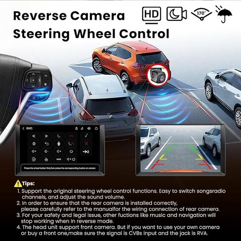 Double Din Car Stereo with Wireless Carplay & Android Auto - 7 Inch HD Touchscreen Bluetooth 5.3 Car Radio, 12 Back Ports 4.2 Channel Pre-Out, 30-Band EQ, SWC, Reverse Camera, Mirror Link in Kuwait