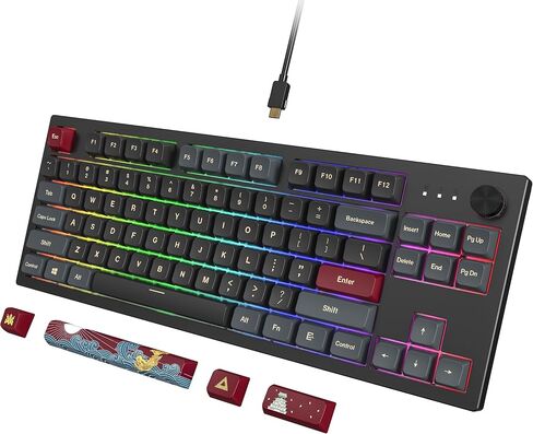 Montech MKey TKL Mechanical Gaming Keyboard: Customizable RGB LED, Premium MDA Profile PBT Keycap, Hot-Swappable Gateron G Yellow Pro 2.0 Pre-lubed Switches, Osaka Castle Theme, Darkness (MK87DY) in Kuwait