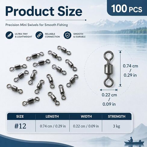 100Pcs Micro Swivels for Fly Fishing HighStrength Fishing Swivel in Kuwait