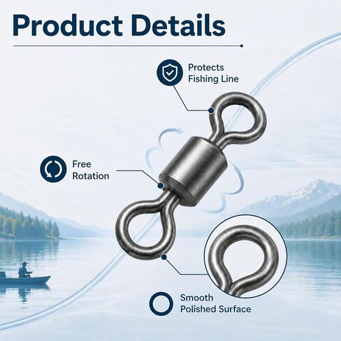 100Pcs Micro Swivels for Fly Fishing HighStrength Fishing Swivel in Kuwait