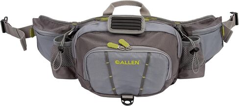Allen Company Eagle River Lumbar Fly Fishing Pack - Holds 6 Fly Boxes, Zip‑Down Workstation, Waist Bottle Pockets, Durable Outdoor Waist Pack - Gray/Lime and Olive Green in Kuwait