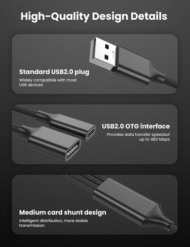 USB Splitter Cable 1 in 4 Out, 2 USB A & 2 USB C Multiport Extender Hub 1FT in Kuwait