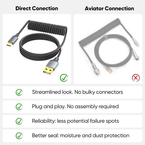 Coiled Keyboard Cable, USB C to USB A Cable for Gaming Keyboard, 5FT in Kuwait