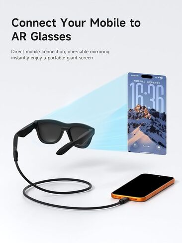 Hagibis AR Smart Glasses Cable USB-C Charging Data & Power Supply Cable 10Gbps 4K60Hz 240W Wedge Joint Ultra-Slim Flexible Cable for XREAL One/Air RayNeo Air VITURE (3.3ft) in Kuwait