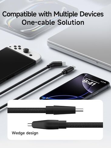 Hagibis AR Smart Glasses Cable USB-C Charging Data & Power Supply Cable 10Gbps 4K60Hz 240W Wedge Joint Ultra-Slim Flexible Cable for XREAL One/Air RayNeo Air VITURE (3.3ft) in Kuwait
