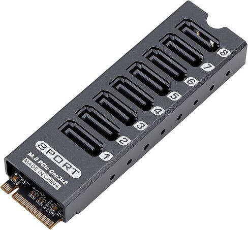 ciciglow M.2 to Serial ATA 3.0 Adapter 8 Ports High Performance Expansion Card for with Heat Sink 1 Unit in Kuwait