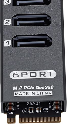 GOWENIC 6 Port 3.0 Adapter M.2 Key M to PCI Express 3.0 Expansion Card, 6Gbps Serial ATA Controller with ASM1166 Chip, Aluminum Alloy Heatsink for Enhanced Stability in Kuwait
