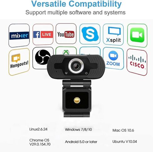 1080P USB Webcam with Mic PC Camera for Video Calling & Recording Video Conference/Online Teaching/Business Meeting Compatible with Computer Desktop Laptop MacBook for Windows Android iOS in Kuwait