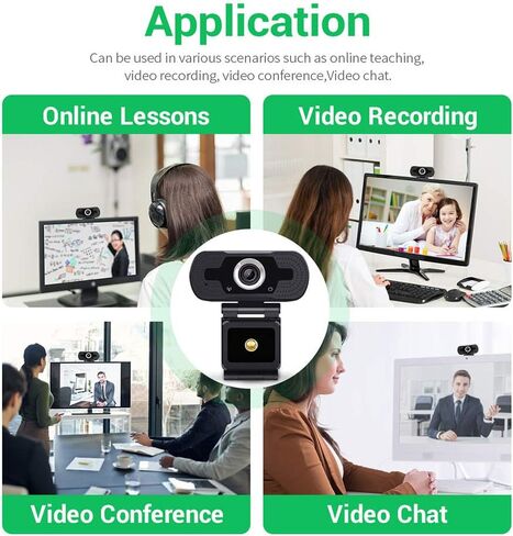 1080P USB Webcam with Mic PC Camera for Video Calling & Recording Video Conference/Online Teaching/Business Meeting Compatible with Computer Desktop Laptop MacBook for Windows Android iOS in Kuwait