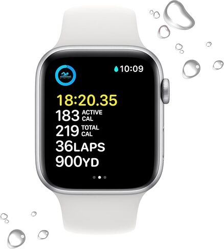 Apple Watch SE (2nd Gen) (GPS, 44mm) - Silver Aluminum Case with White Sport Band, M/L (Renewed) in Kuwait