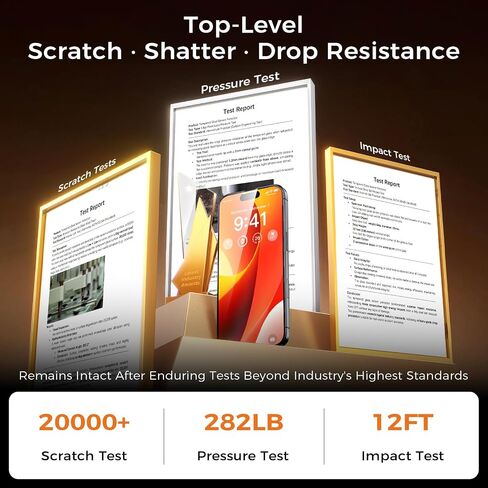 Zeniss NeverBreak 9H+ Hardness for iPhone 15 Screen Protector 12FT Military Grade Protection (Scratch, Shatter, Drop Resistance) Tempered Glass 6.1", 2 Pack with De-Bubble Card, Clear in Kuwait