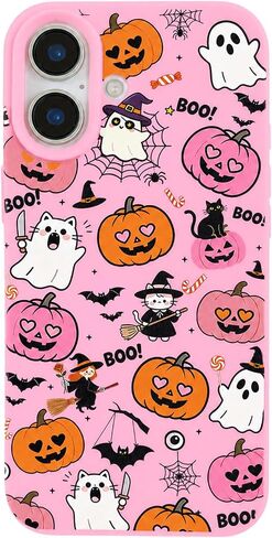 For iPhone 17 Pro Max Case, Clear Halloween Cute Pumpkin & Ghost Pattern in Kuwait