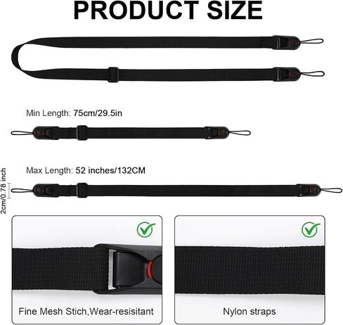 Camera Strap for Canon Rebel T7, Adjustable Quick Release Neck Shoulder Strap, 0.78 Inch Wide Durable Belt for Men & Women, Universal for DSLR Mirrorless Cameras, Travel Photography, Black in Kuwait