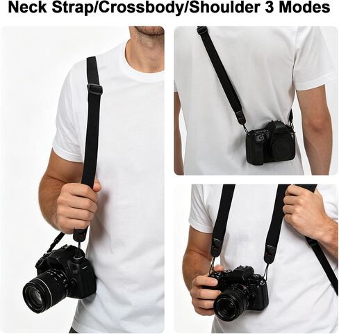 Camera Strap for Canon Rebel T7, Adjustable Quick Release Neck Shoulder Strap, 0.78 Inch Wide Durable Belt for Men & Women, Universal for DSLR Mirrorless Cameras, Travel Photography, Black in Kuwait
