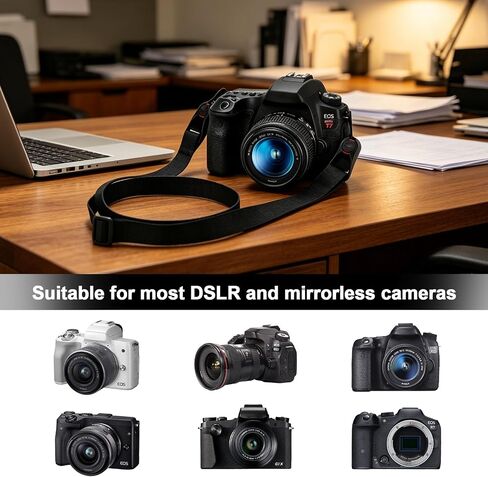 Camera Strap for Canon Rebel T7, Adjustable Quick Release Neck Shoulder Strap, 0.78 Inch Wide Durable Belt for Men & Women, Universal for DSLR Mirrorless Cameras, Travel Photography, Black in Kuwait