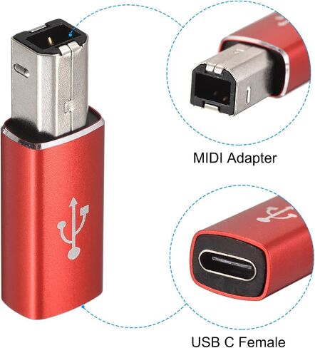USB C Female to MIDI Convert Adapter, Type-C to USB B Adapter Red for Printers, Laptop, Tablet, Piano, Synthesizers in Kuwait