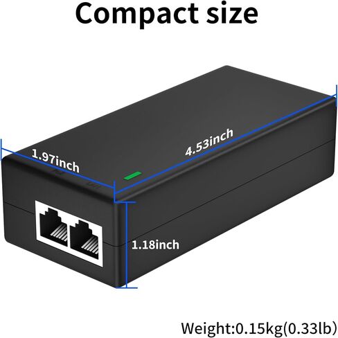 2.5Gb PoE+ Injector Adapter 30W 48~55V, IEEE 802.3at/af Compliant, Converts Non-PoE to PoE Network, 100/1000/2500Mbps RJ45, Up to 328 ft, Plug & Play in Kuwait
