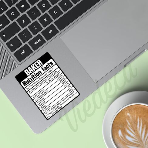 (3pcs) Baker Nutrition Facts Sticker Funny Sayings Quotes Humorous Awesome Hardworking Sleepless Baker Vinyl Decal for Tumbler Laptop Kindle Water Bottles Books Phone - Size 3x2.1 Inches in Kuwait
