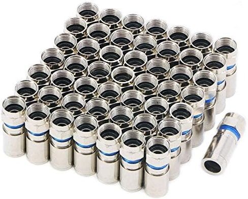 Compression RG6 F Connector Coax Coaxial Adapter Plug for Satellite & Cable TV (50 Pack) in Kuwait