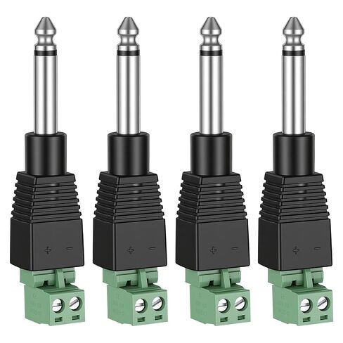 4 Pack 1/4 Jack, 6.35mm Speaker Wire Connector Audio Jack TS Male Mono 1/4 Inch Phone Plug for Speaker Cable, Guitar Cables, Microphone Cable (Green Welding Free) in Kuwait