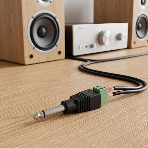 4 Pack 1/4 Jack, 6.35mm Speaker Wire Connector Audio Jack TS Male Mono 1/4 Inch Phone Plug for Speaker Cable, Guitar Cables, Microphone Cable (Green Welding Free) in Kuwait