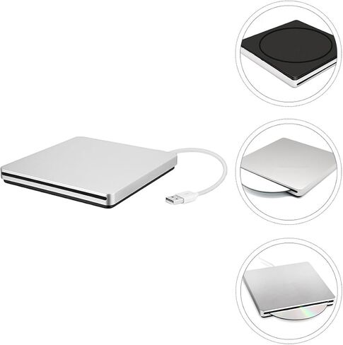 External USB 3.0 DVD Burner and Player Portable Optical Drive for Laptop and Desktop Computers, Silver Gray USB Disc Drive Compatible with Windows and Other Operating Systems in Kuwait