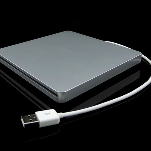 External USB 3.0 DVD Rewriter and CD ROM Burner Silver Gray Portable Optical Drive for Laptop Desktop Compatible with Windows in Kuwait
