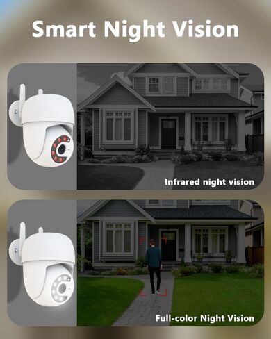 Outdoor Security Camera 355° Pan 90° Tilt Dual Light Full-Color Night Vision 2.4G WiFi Home Surveillance with Two-Way Audio & Infrared Vision, Compatible with 911 Center, Instavision APP in Kuwait