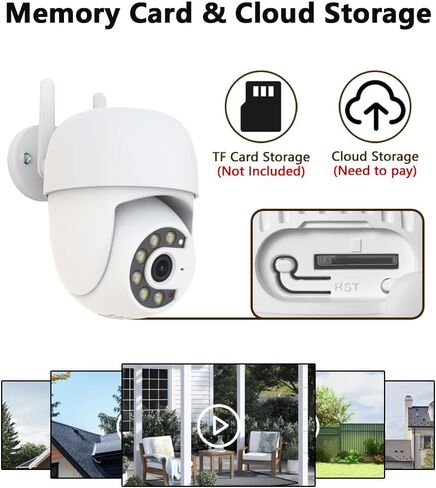 Outdoor Security Camera 355° Pan 90° Tilt Dual Light Full-Color Night Vision 2.4G WiFi Home Surveillance with Two-Way Audio & Infrared Vision, Compatible with 911 Center, Instavision APP in Kuwait