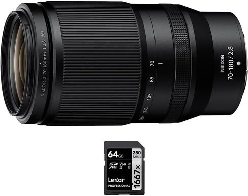 Nikon 20120 NIKKOR Z 70-180mm f/2.8 Lens for Nikon Z Bundle with Lexar Professional 1667x 64GB SDXC UHS-II Memory Card in Kuwait
