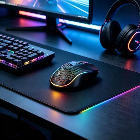 Rechargeable Wireless Gaming Mouse Bluetooth 2.4G Dual Mode, RGB Light Honeycomb Ergonomic Computer Mouse, Portable Cordless Mice Compatible with PC Mac Laptop MacBook Office Gaming in Kuwait