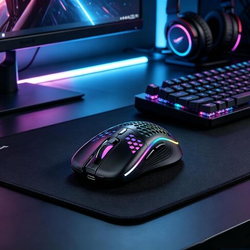 Rechargeable Wireless Gaming Mouse Bluetooth 2.4G Dual Mode, RGB Light Honeycomb Ergonomic Computer Mouse, Portable Cordless Mice Compatible with PC Mac Laptop MacBook Office Gaming in Kuwait