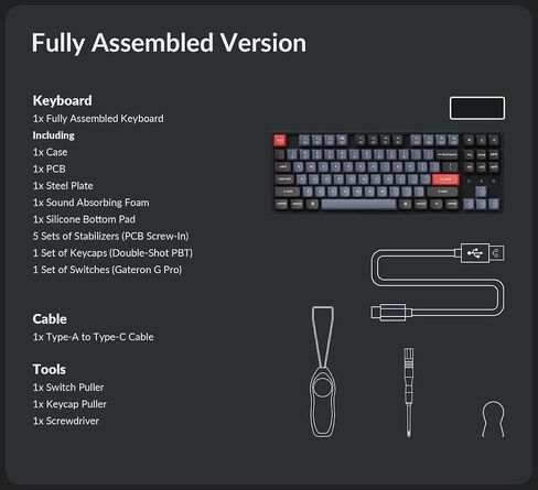 Keychron K8 Pro Wireless Bluetooth/USB Wired Mechanical Keyboard, Hot-swappable Tenkeyless 87 Keys RGB LED Backlit Gateron G Pro Mechanical Red Switch, Aluminum Frame for Mac and Windows in Kuwait