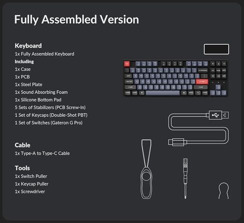 Keychron K8 Pro Wireless Bluetooth/USB Wired Mechanical Keyboard, Hot-swappable Tenkeyless 87 Keys RGB LED Backlit Gateron G Pro Mechanical Red Switch, Aluminum Frame for Mac and Windows in Kuwait