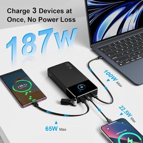 NOBIS Portable Charger 187W 25000mAh Power Bank w/Smart Display APP in Kuwait