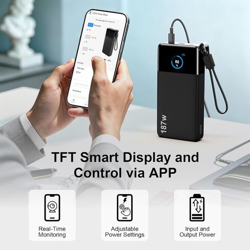 NOBIS Portable Charger 187W 25000mAh Power Bank w/Smart Display APP in Saudi Arabia