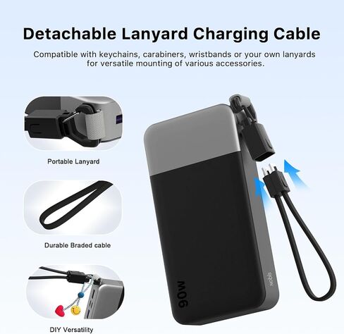 NOBIS Portable Charger 20000mAh 90W Power Bank w/Detachable Cable in Saudi Arabia