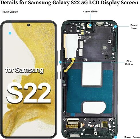 for Samsung S22 5G S901U Screen Replacement with Frame in Kuwait