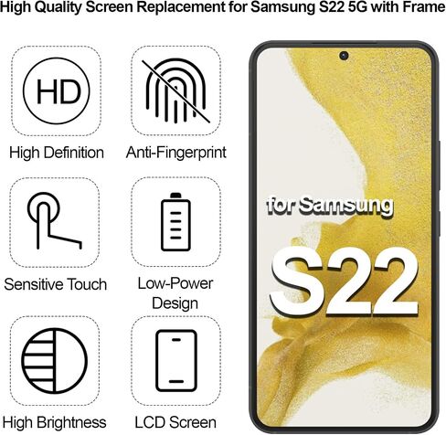 for Samsung S22 5G S901U Screen Replacement with Frame in Kuwait