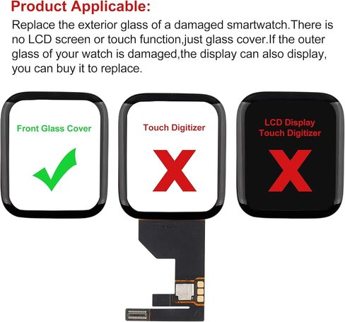 Front Glass Outer Screen Lens Replacement Compatible with Apple Watch SE (2nd Gen) 44mm with Tools(No Display and Touch digitizer) in Kuwait