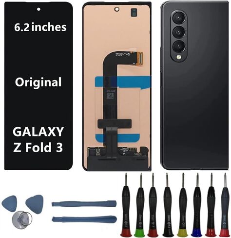 6.2" Original AMOLED for Samsung Galaxy Z Fold 3 SM-F926U SM-F926U1 SM-F926B SM-F926W Outer Small Front Screen Replacement Z Fold3 5G Display Touch Screen Assembly (with Black Back Cover + Tools) in Kuwait