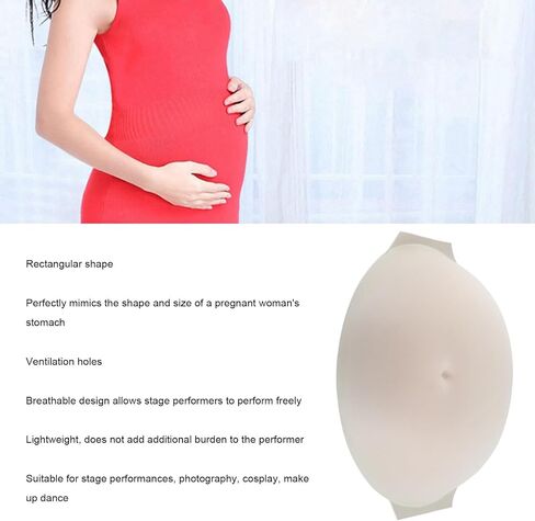 Fake Pregnant Belly Bump 15.35x10.23x2.75in Chinlon Lightweight Breathable Design Pregnant Belly with Ventilation Holes Fake Belly for Cosplay Photography Stage Performance Costume Role Play in Kuwait