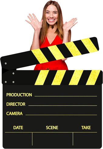 Vicenpal 47.2 x 45.3 Inch Large Gold Movie Film Clap Board Decoration Jumbo Plastic Clapboard Directors Movie Theme Party Decorations TV Clapper Board Theater Props Decor for Photo Prop in Kuwait