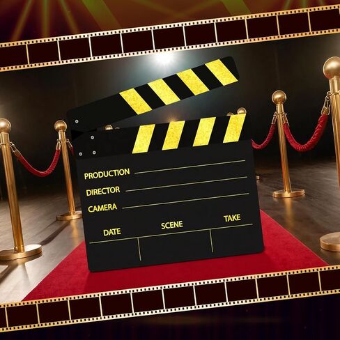 Vicenpal 47.2 x 45.3 Inch Large Gold Movie Film Clap Board Decoration Jumbo Plastic Clapboard Directors Movie Theme Party Decorations TV Clapper Board Theater Props Decor for Photo Prop in Kuwait