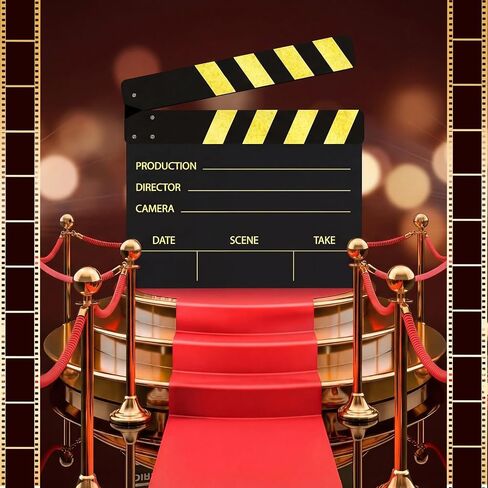 Vicenpal 47.2 x 45.3 Inch Large Gold Movie Film Clap Board Decoration Jumbo Plastic Clapboard Directors Movie Theme Party Decorations TV Clapper Board Theater Props Decor for Photo Prop in Kuwait
