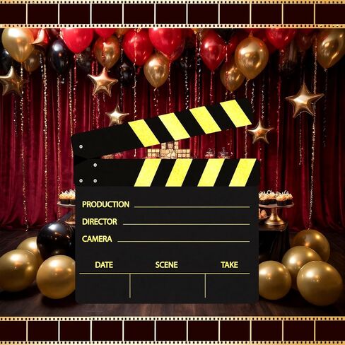 Vicenpal 47.2 x 45.3 Inch Large Gold Movie Film Clap Board Decoration Jumbo Plastic Clapboard Directors Movie Theme Party Decorations TV Clapper Board Theater Props Decor for Photo Prop in Kuwait