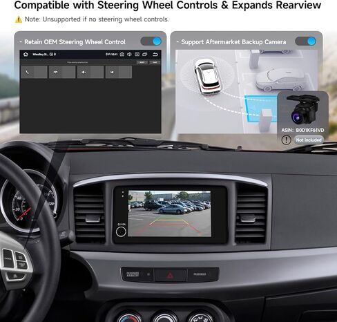 Dasaita 7" Car Stereo for Mitsubishi Outlander Lancer ASX Pajero 2007-2019, with AHD 1080P Camera, Universal Front or Rear View, Support Wireless CarPlay & Android Auto, 6GB+64GB Double Din Head Unit in Kuwait