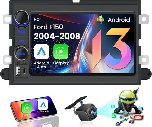 [4Core 64GB ROM] Car Radio for Ford F150 2004-2008: 7'' HD Touchscreen Stereo with Wireless Carplay Android GPS Bluetooth 5G WiFi FM RDS SWC Backup Camera in Kuwait