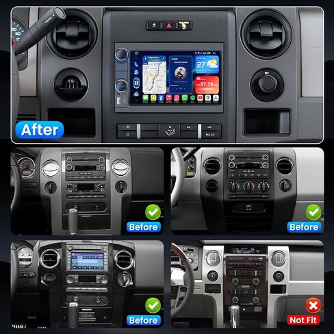 [4Core 64GB ROM] Car Radio for Ford F150 2004-2008: 7'' HD Touchscreen Stereo with Wireless Carplay Android GPS Bluetooth 5G WiFi FM RDS SWC Backup Camera in Kuwait
